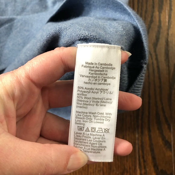 J. Crew Men’s L Heathered Blue 1/4 Zip Long-Sleeve Collared Wool-Blend Sweater - Picture 7 of 9